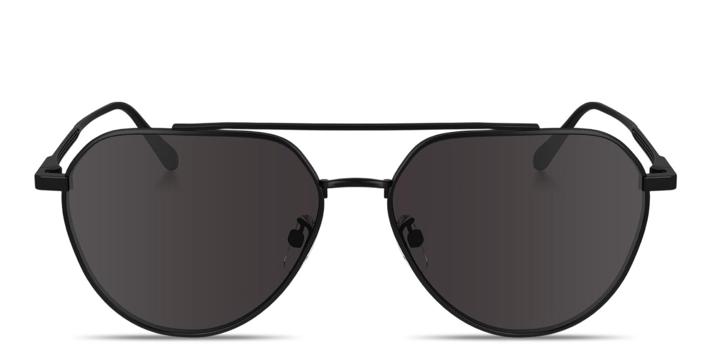 Shop Calvin Klein Engraved Logo Unisex Aviator Sunglasses in Black online.