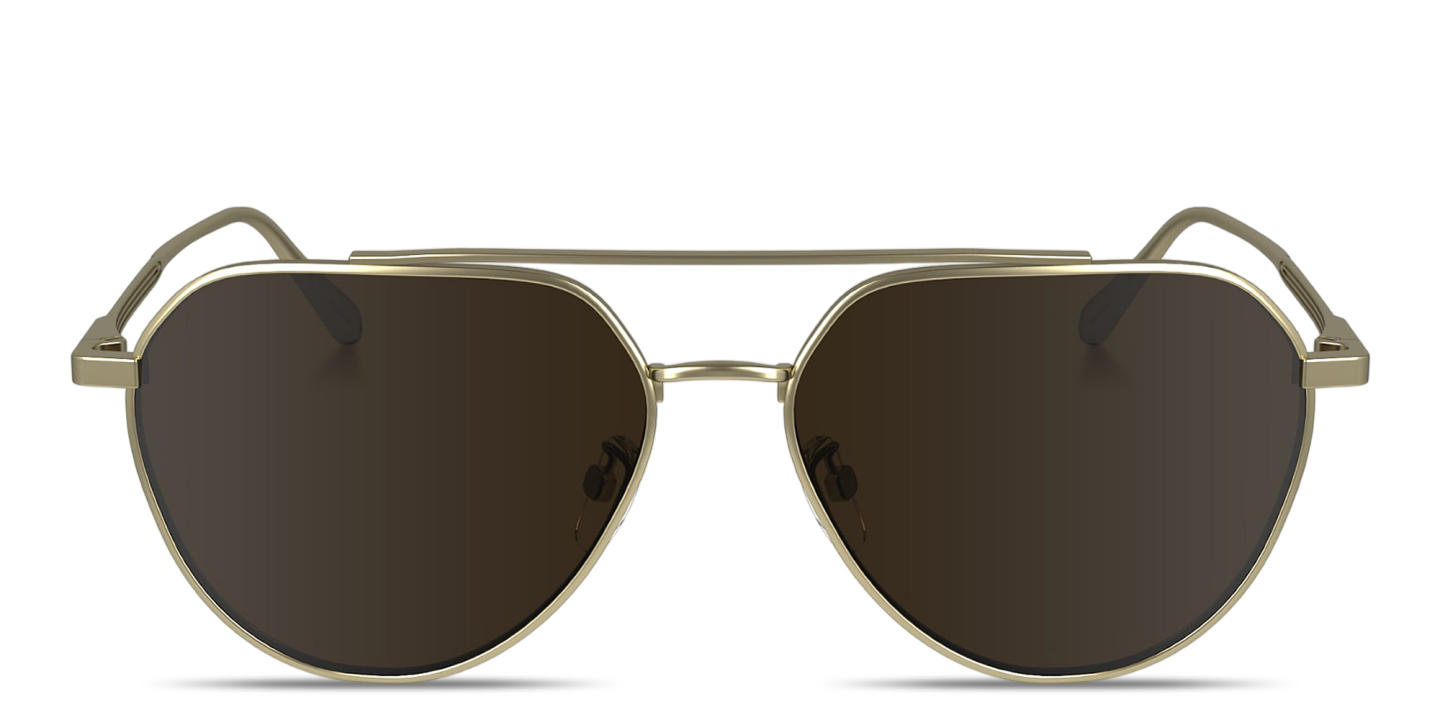 Shop Calvin Klein Engraved Logo Unisex Aviator Sunglasses in Gold online.