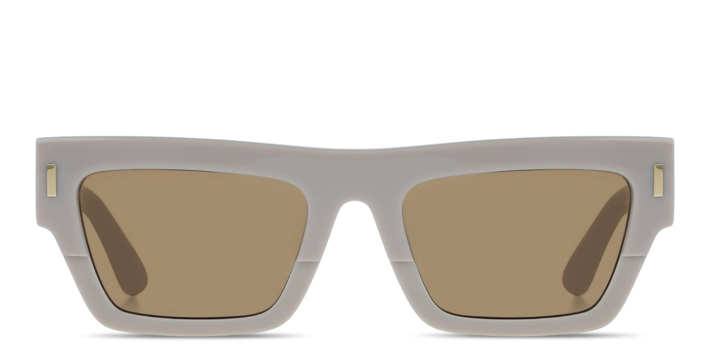 Shop Calvin Klein Logo Lettering Unisex Rectangle Sunglasses in Beige online.