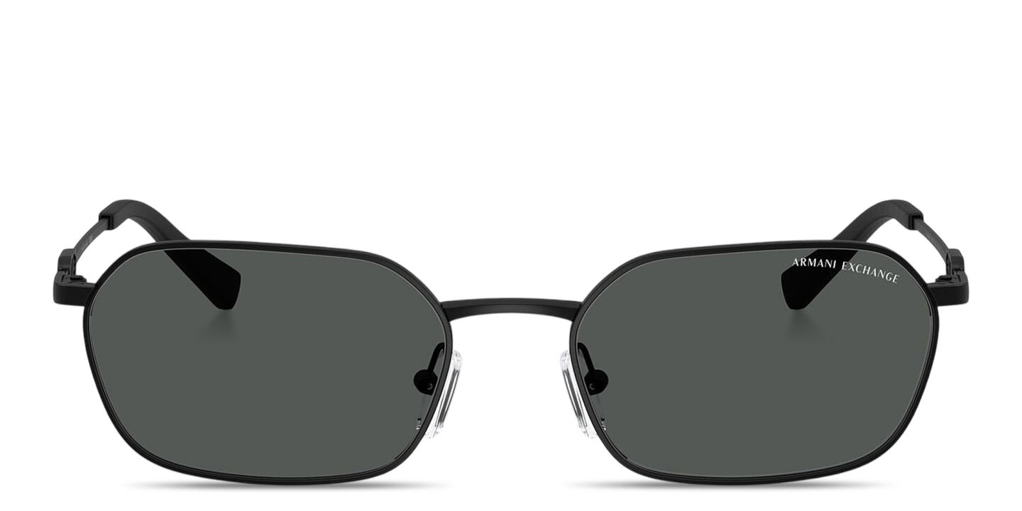 Shop Armani Exchange A|X Logo Unisex Irregular Sunglasses in Matte Black online.