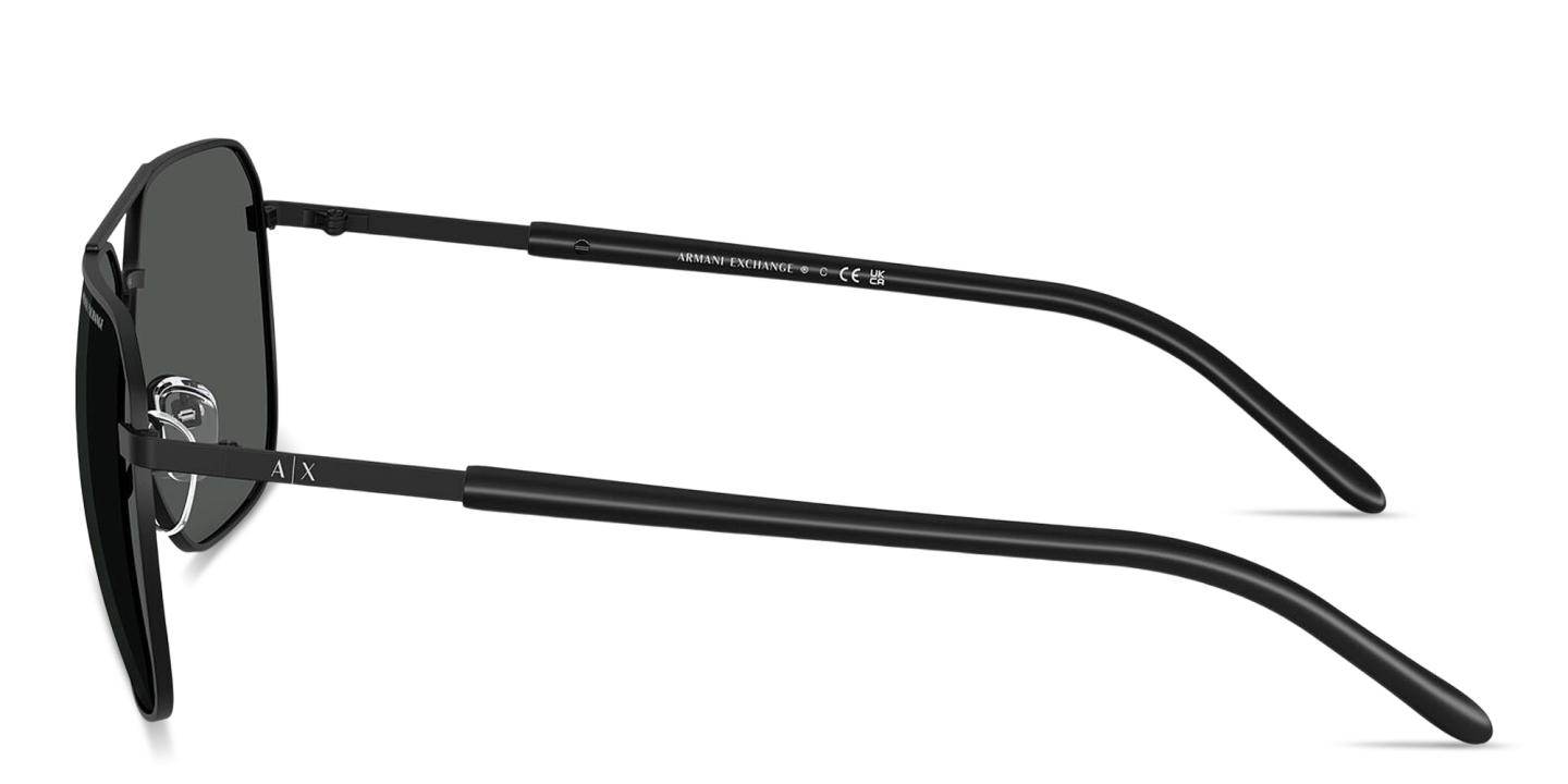 Shop Armani Exchange A|X Logo Pilot Sunglasses in Matte Black online.