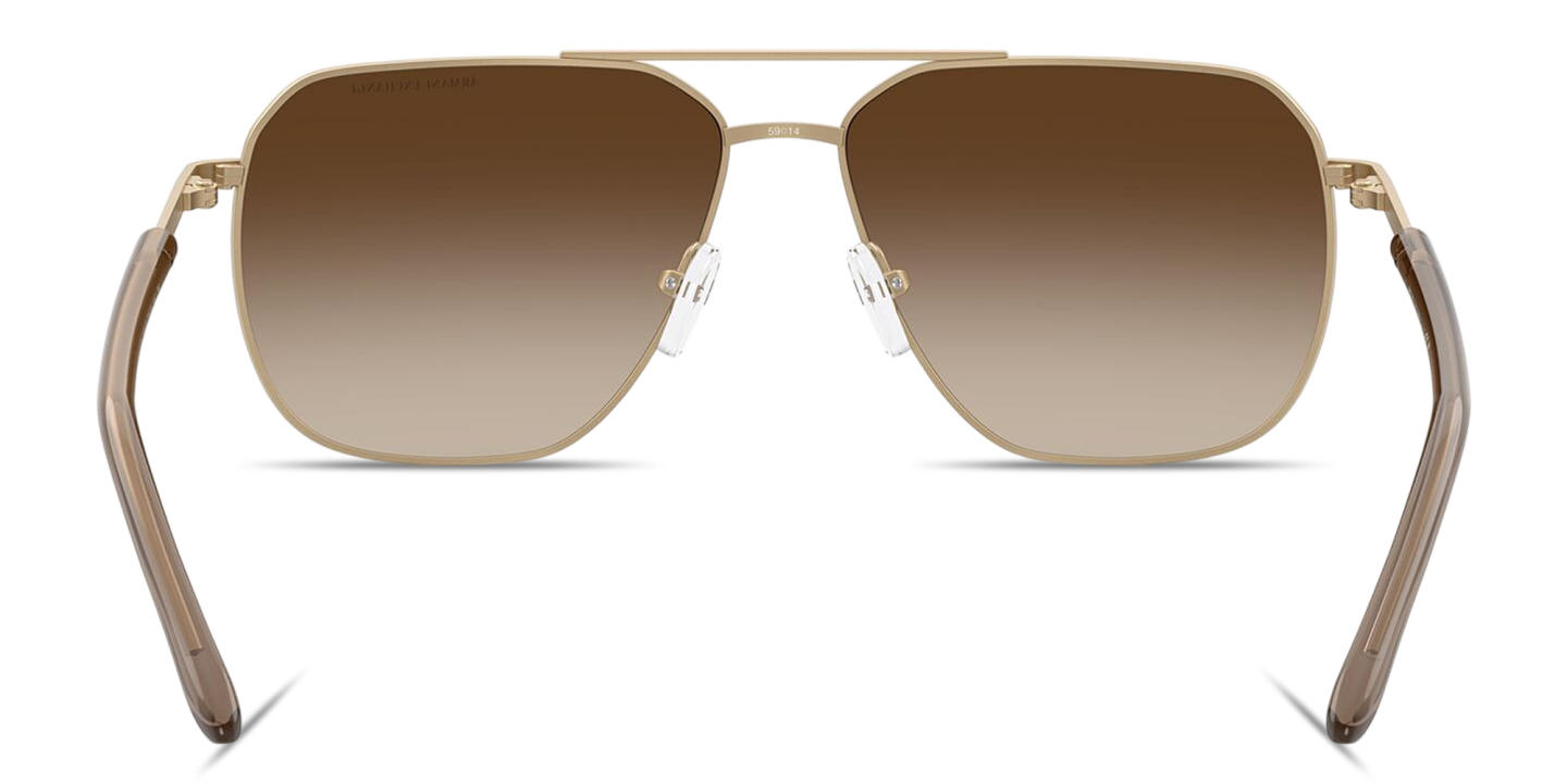 Shop Armani Exchange A|X Logo Pilot Sunglasses in Pale Gold online.