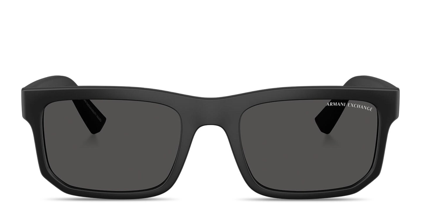 Shop Armani Exchange A|X Logo Square Sunglasses in Matte Black online.