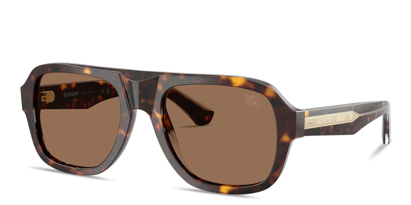 Shop BURBERRY Logo Signature Pilot Sunglasses in Havana online.
