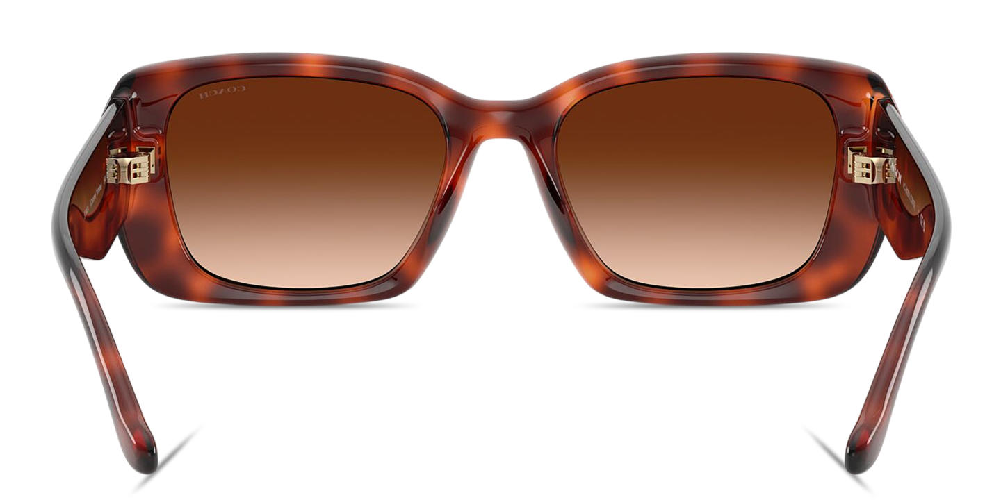 Shop Coach Logo Square Sunglasses in Caramel Tortoise online.