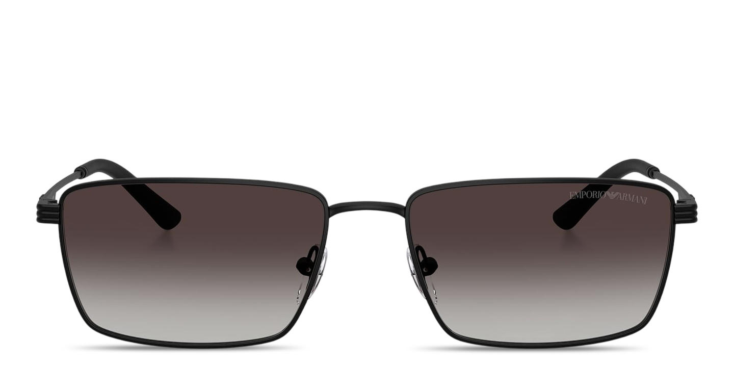Shop Emporio Armani Eagle Logo Rectangle Sunglasses in Matte Black online.
