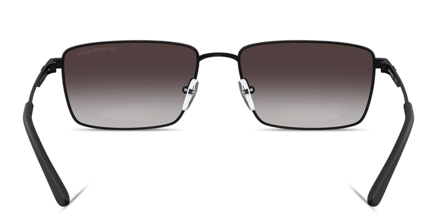 Shop Emporio Armani Eagle Logo Rectangle Sunglasses in Matte Black online.