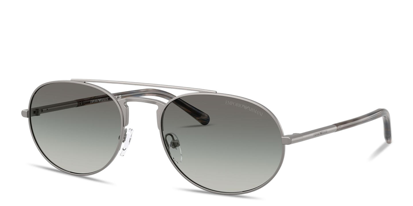 Emporio Armani Engraved Logo Pilot Sunglasses in Matte Gunmetal – Product Photo 1