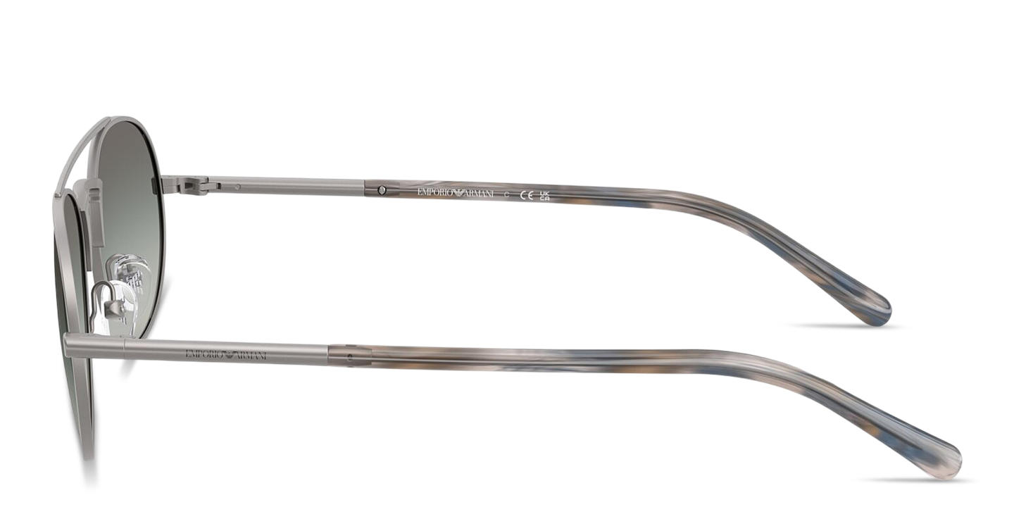 Emporio Armani Engraved Logo Pilot Sunglasses in Matte Gunmetal – Product Photo 2