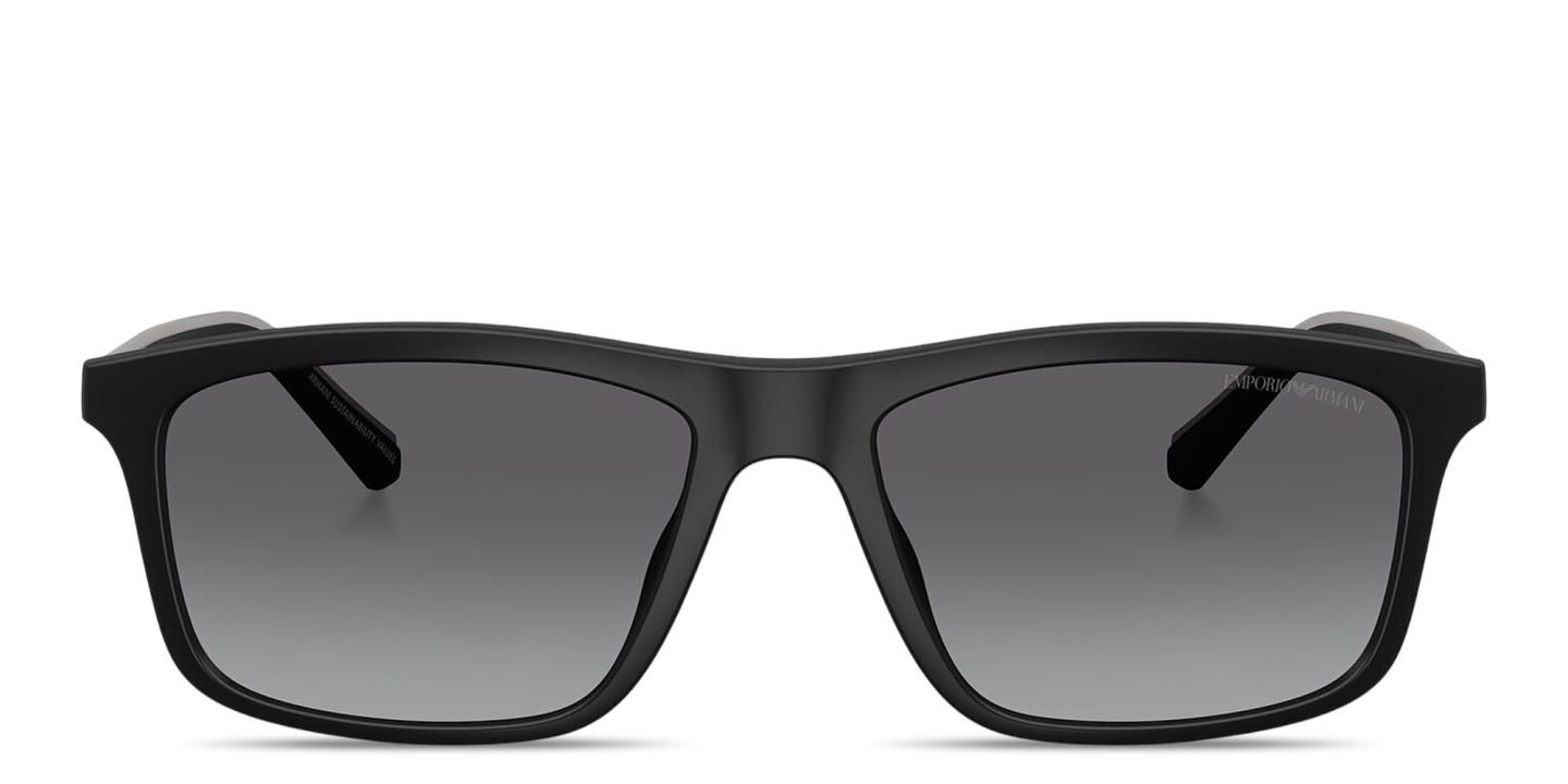 Shop Emporio Armani Eagle Logo Pillow Sunglasses in Matte Black online.