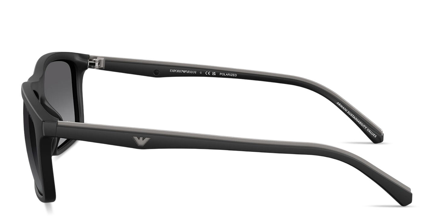 Shop Emporio Armani Eagle Logo Pillow Sunglasses in Matte Black online.