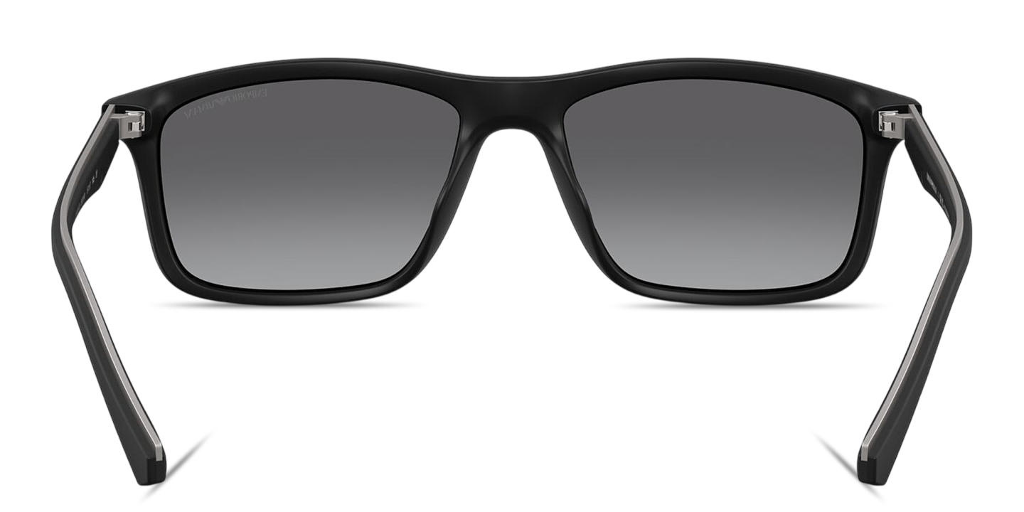 Shop Emporio Armani Eagle Logo Pillow Sunglasses in Matte Black online.
