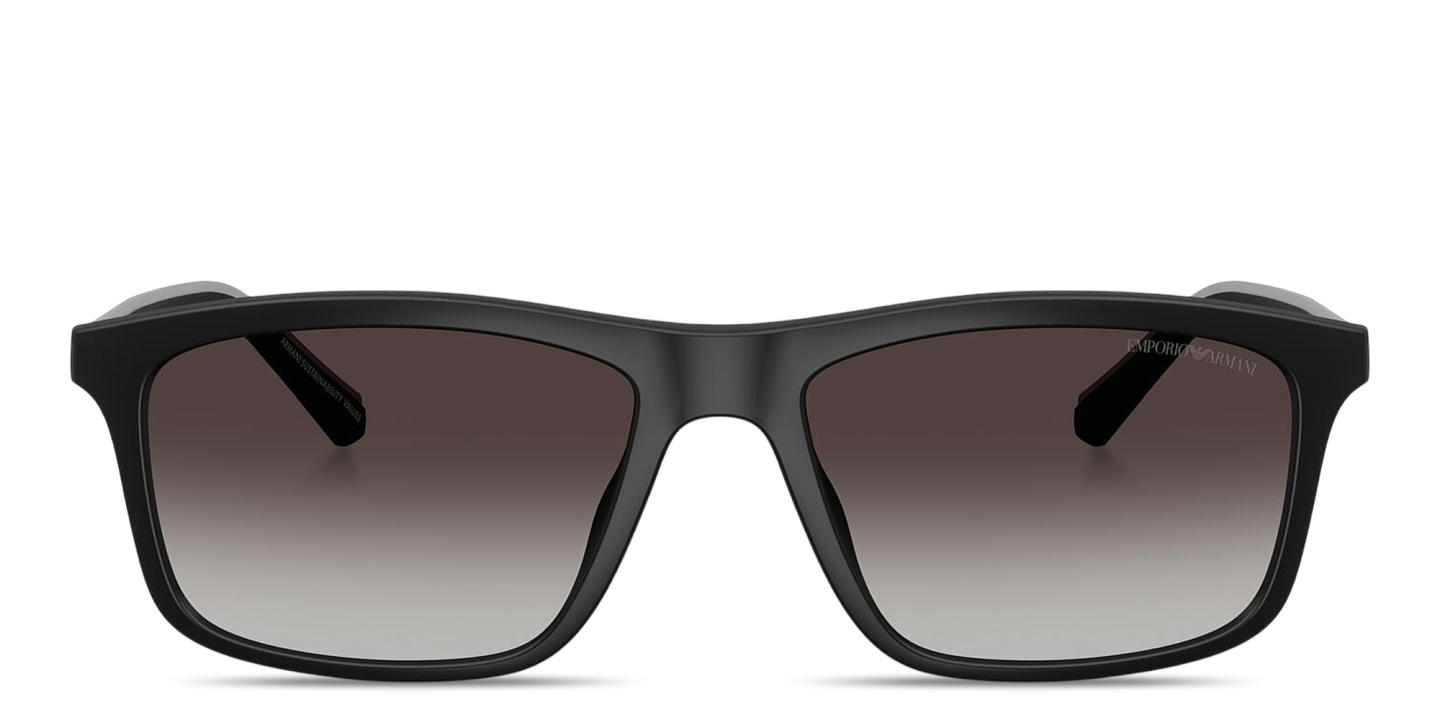 Shop Emporio Armani Eagle Logo Pillow Sunglasses in Matte Black online.