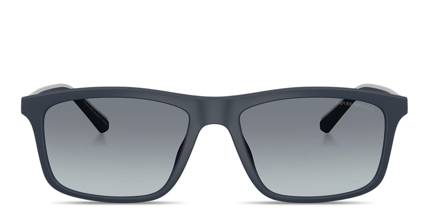 Shop Emporio Armani Eagle Logo Pillow Sunglasses in Matte Blue online.