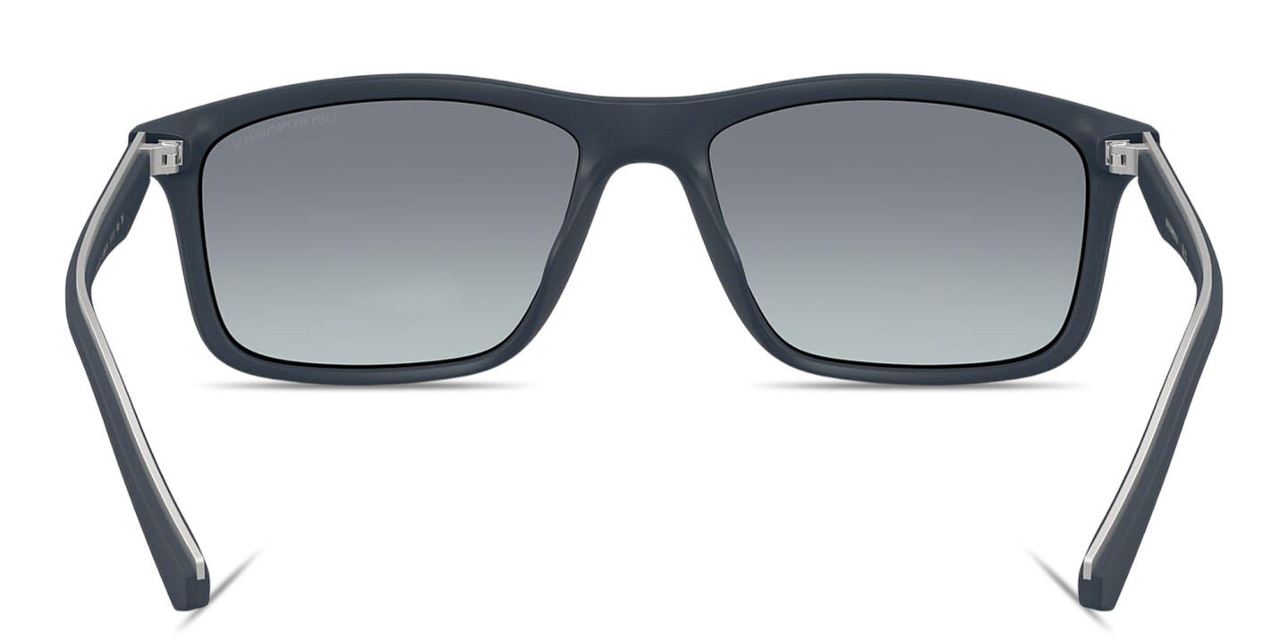 Shop Emporio Armani Eagle Logo Pillow Sunglasses in Matte Blue online.
