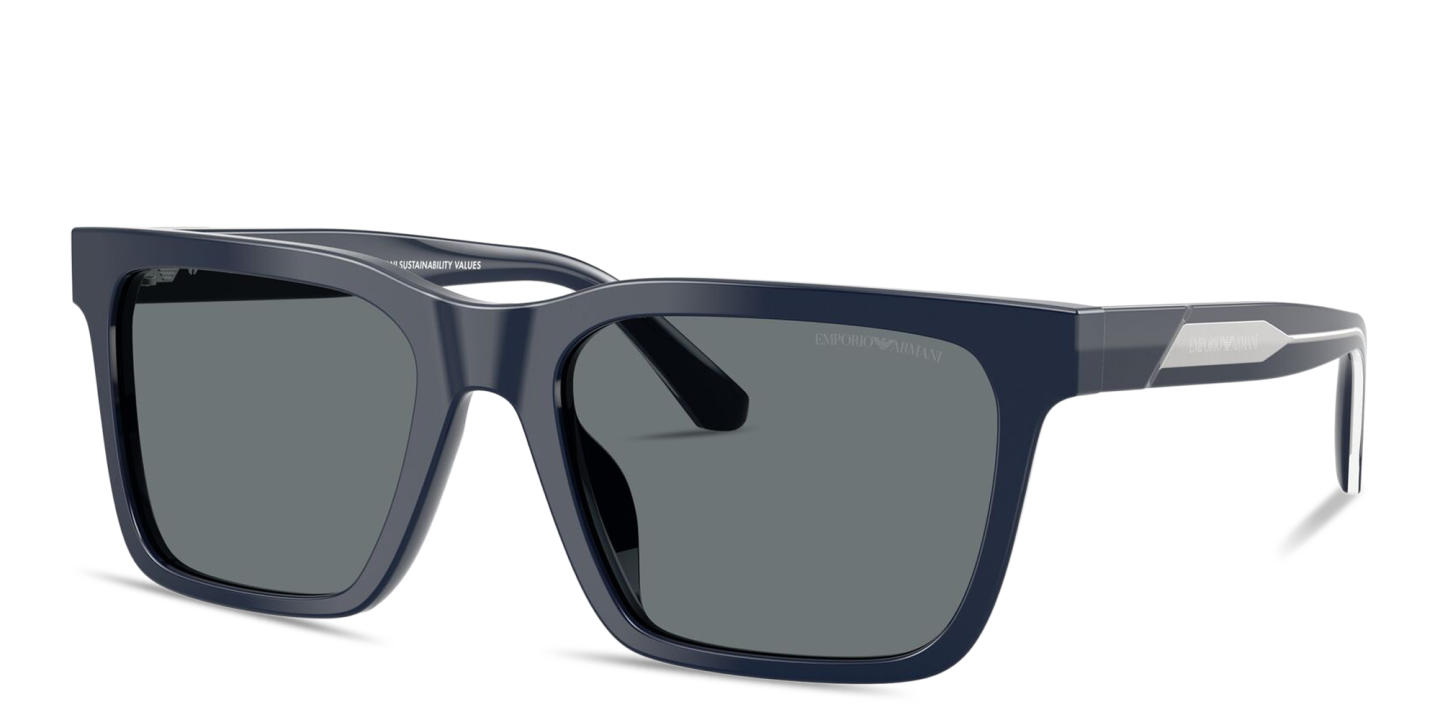 Emporio Armani Logo Signature Square Sunglasses in Blue – Product Photo 1