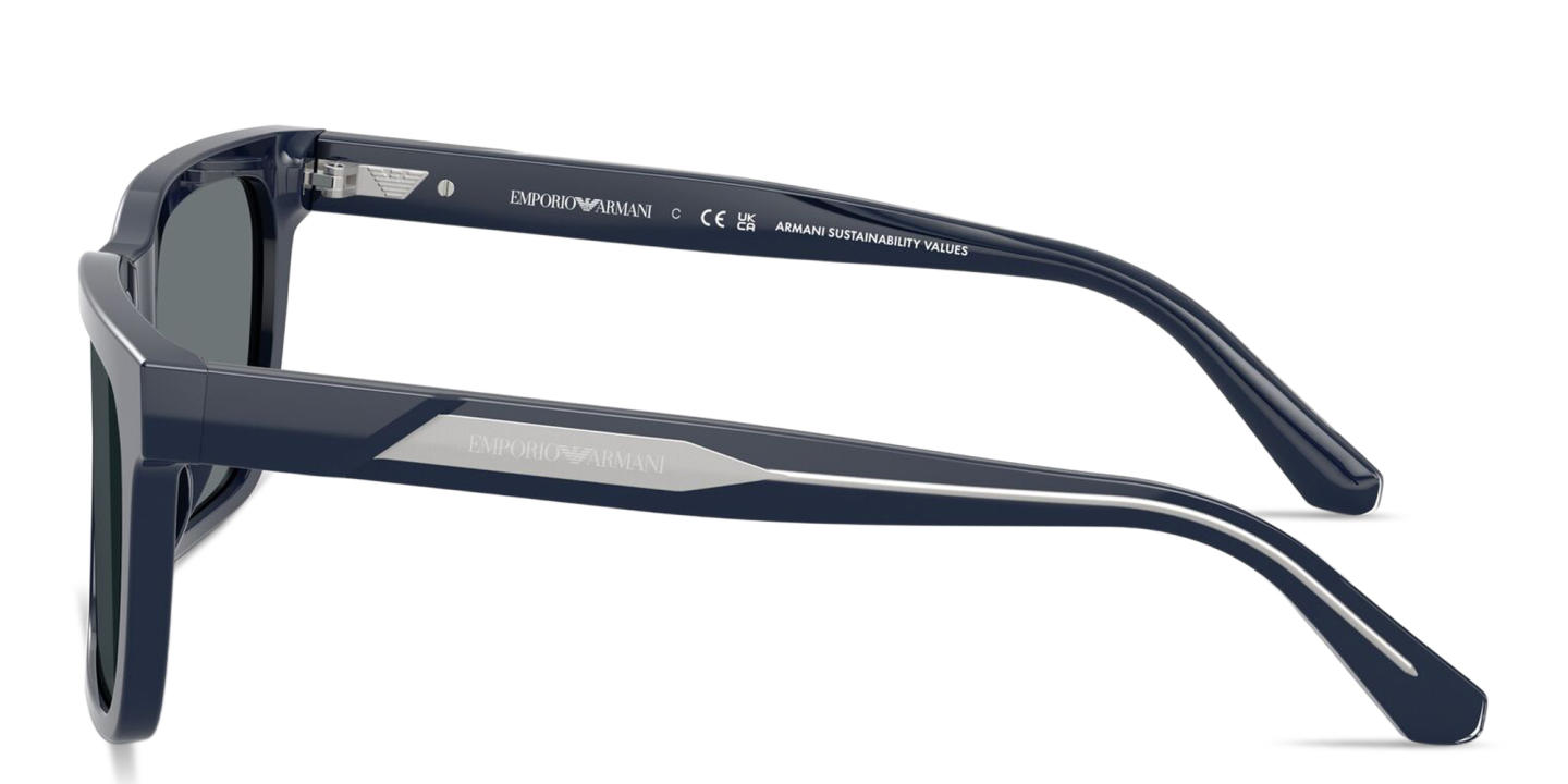 Shop Emporio Armani Logo Signature Square Sunglasses in Blue online.