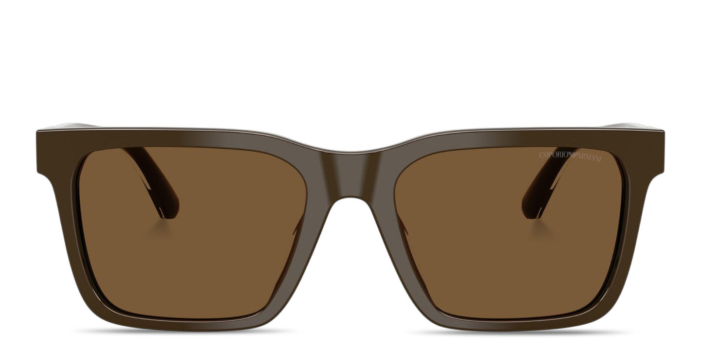 Shop Emporio Armani Logo Signature Square Sunglasses in Brown online.