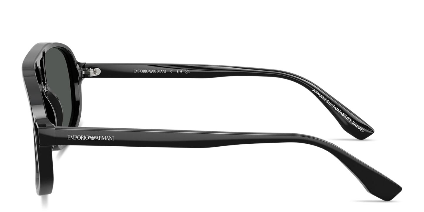 Shop Emporio Armani Logo Print Pilot Sunglasses in Shiny Black online.