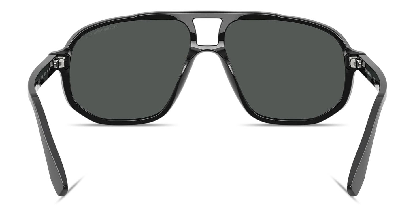 Shop Emporio Armani Logo Print Pilot Sunglasses in Shiny Black online.