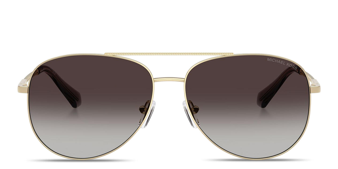Shop Michael Kors Perledo Pilot Sunglasses in Light Gold online.