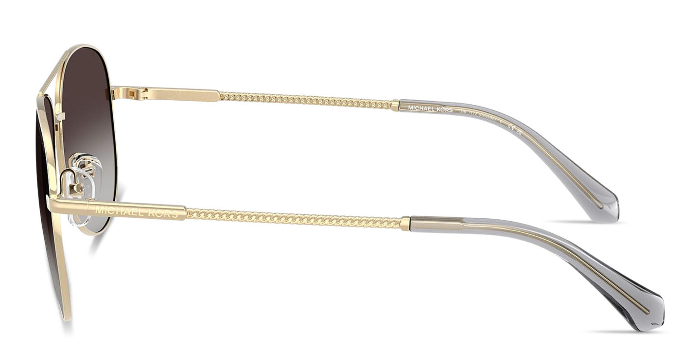 Shop Michael Kors Perledo Pilot Sunglasses in Light Gold online.