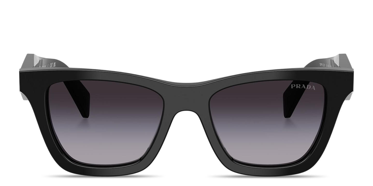 Shop PRADA Logo Signature Butterfly Sunglasses in Black online.