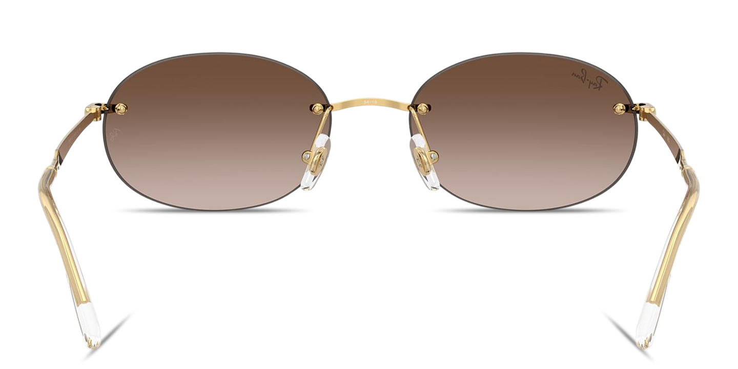 Shop Ray-Ban Logo Signature Unisex Rimless Oval Sunglasses in Arista Gold online.