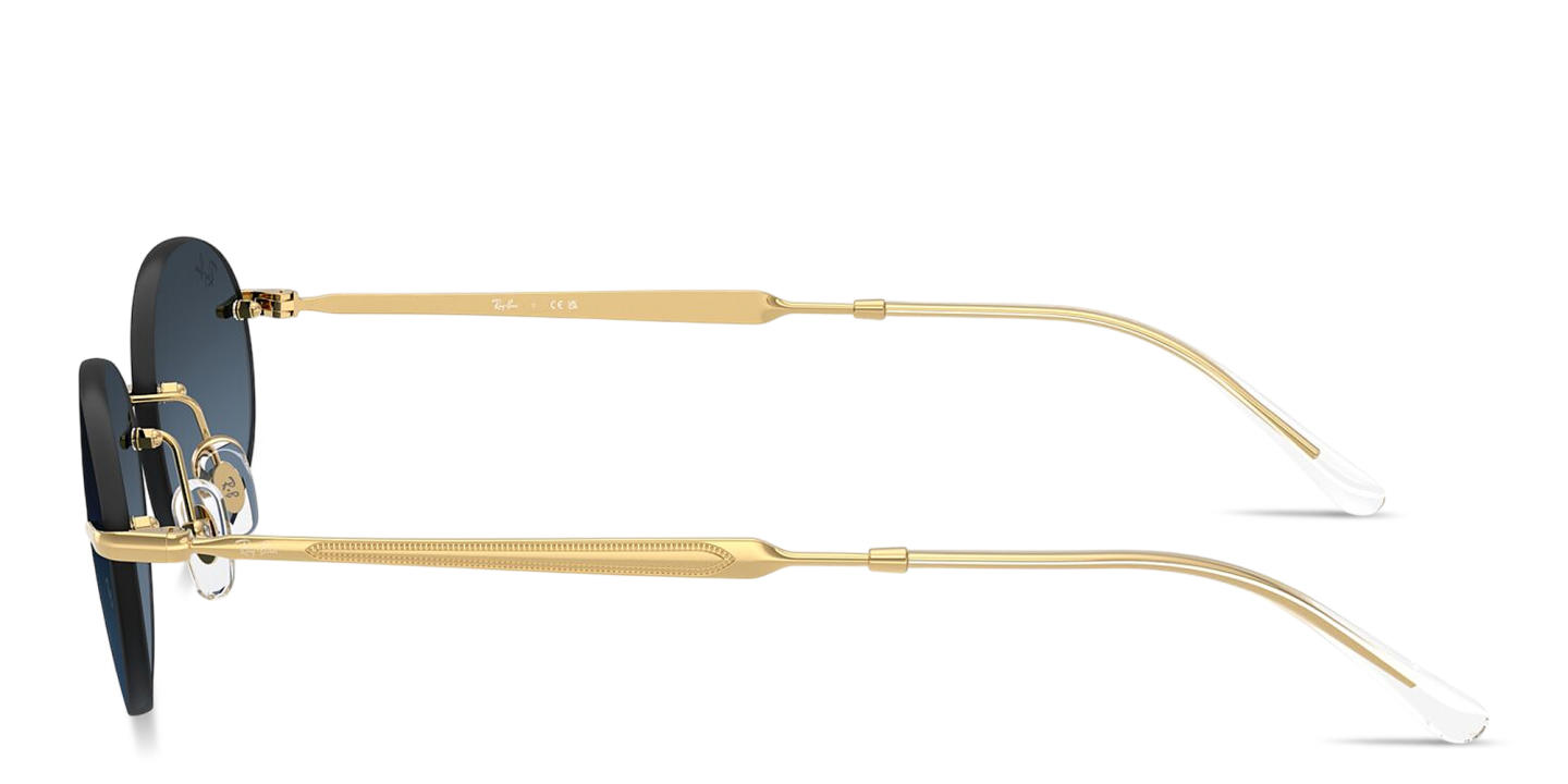 Shop Ray-Ban Logo Signature Unisex Rimless Oval Sunglasses in Arista Gold online.