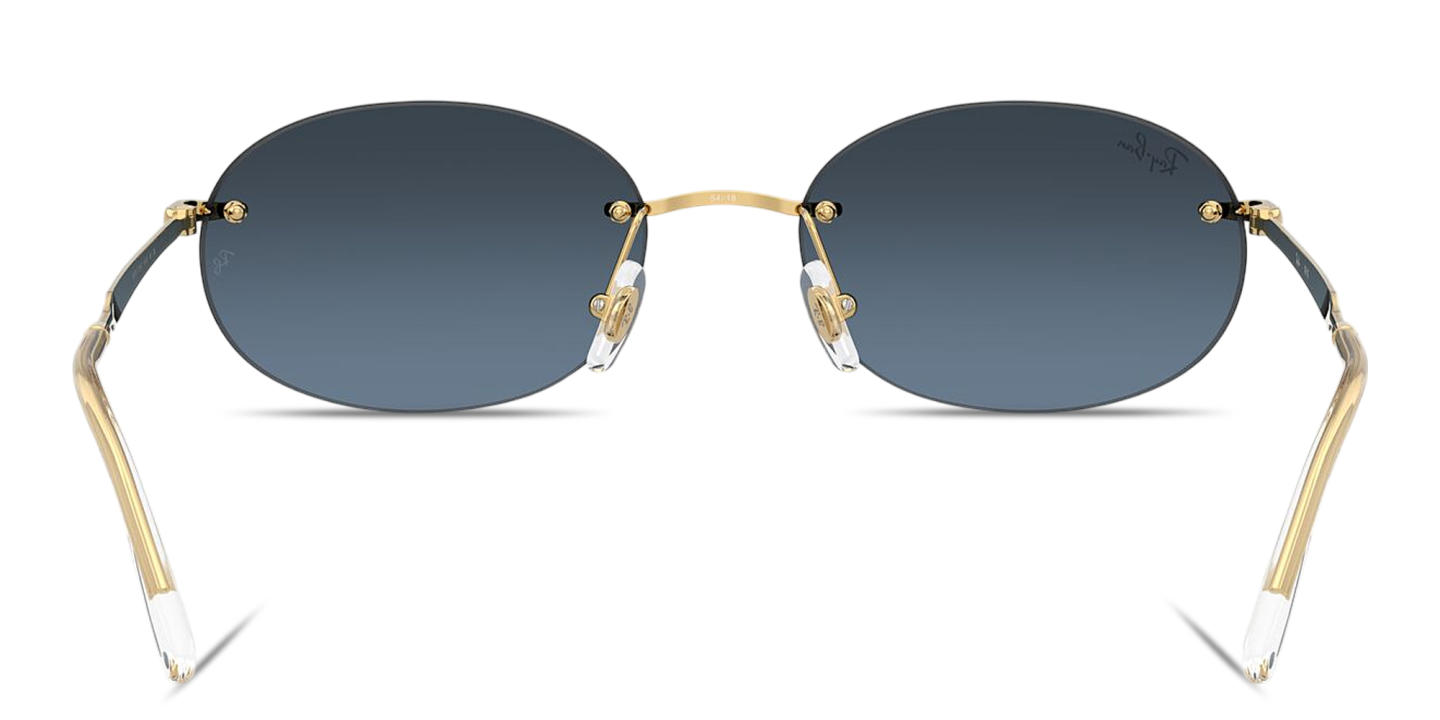 Shop Ray-Ban Logo Signature Unisex Rimless Oval Sunglasses in Arista Gold online.