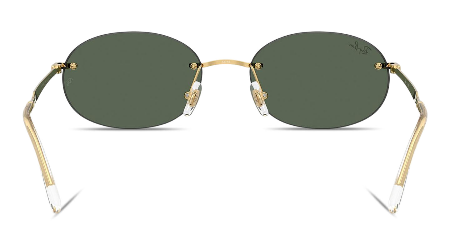 Shop Ray-Ban Logo Signature Unisex Rimless Oval Sunglasses in Arista Gold online.