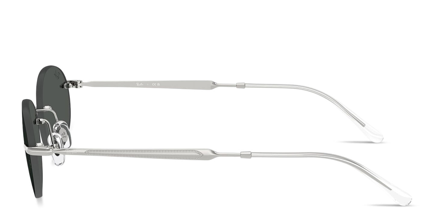 Shop Ray-Ban Logo Signature Unisex Rimless Oval Sunglasses in Silver online.