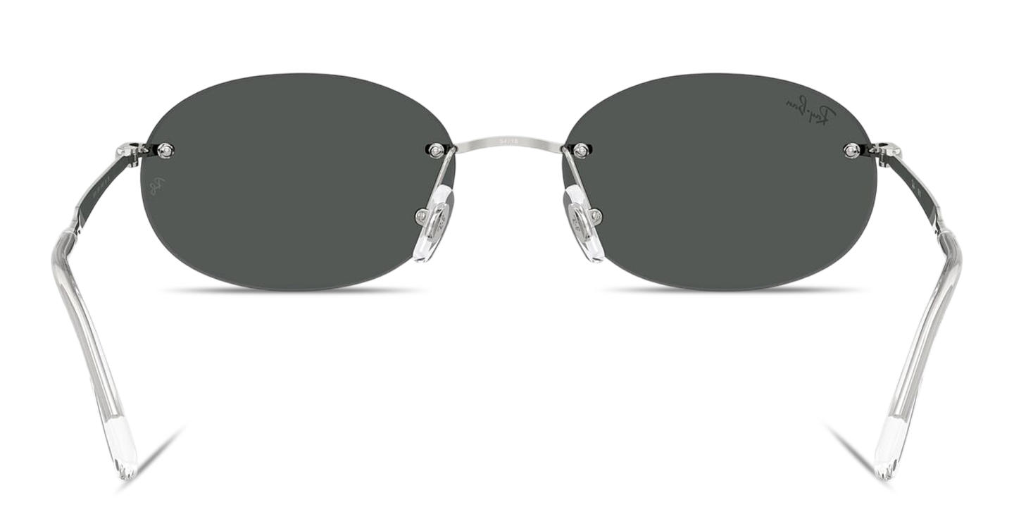Shop Ray-Ban Logo Signature Unisex Rimless Oval Sunglasses in Silver online.