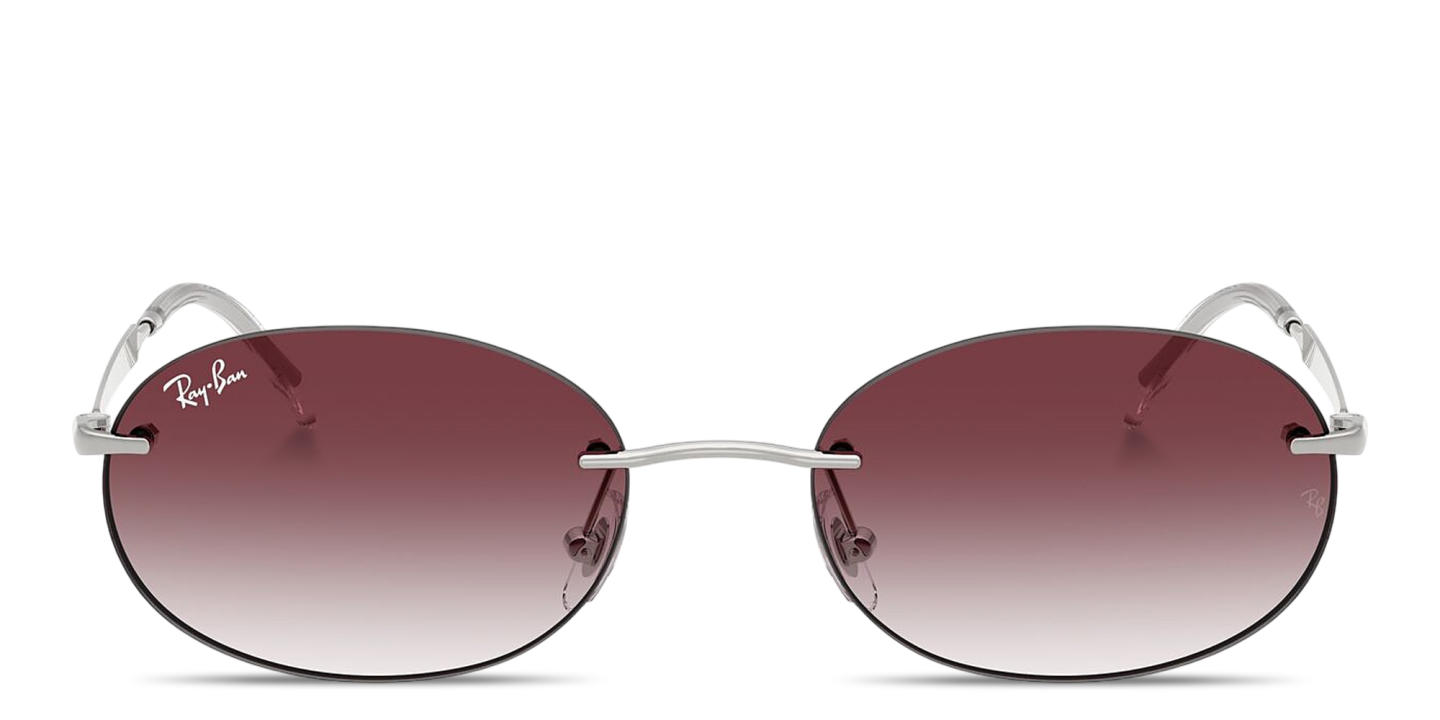 Shop Ray-Ban Logo Signature Unisex Rimless Oval Sunglasses in Silver online.