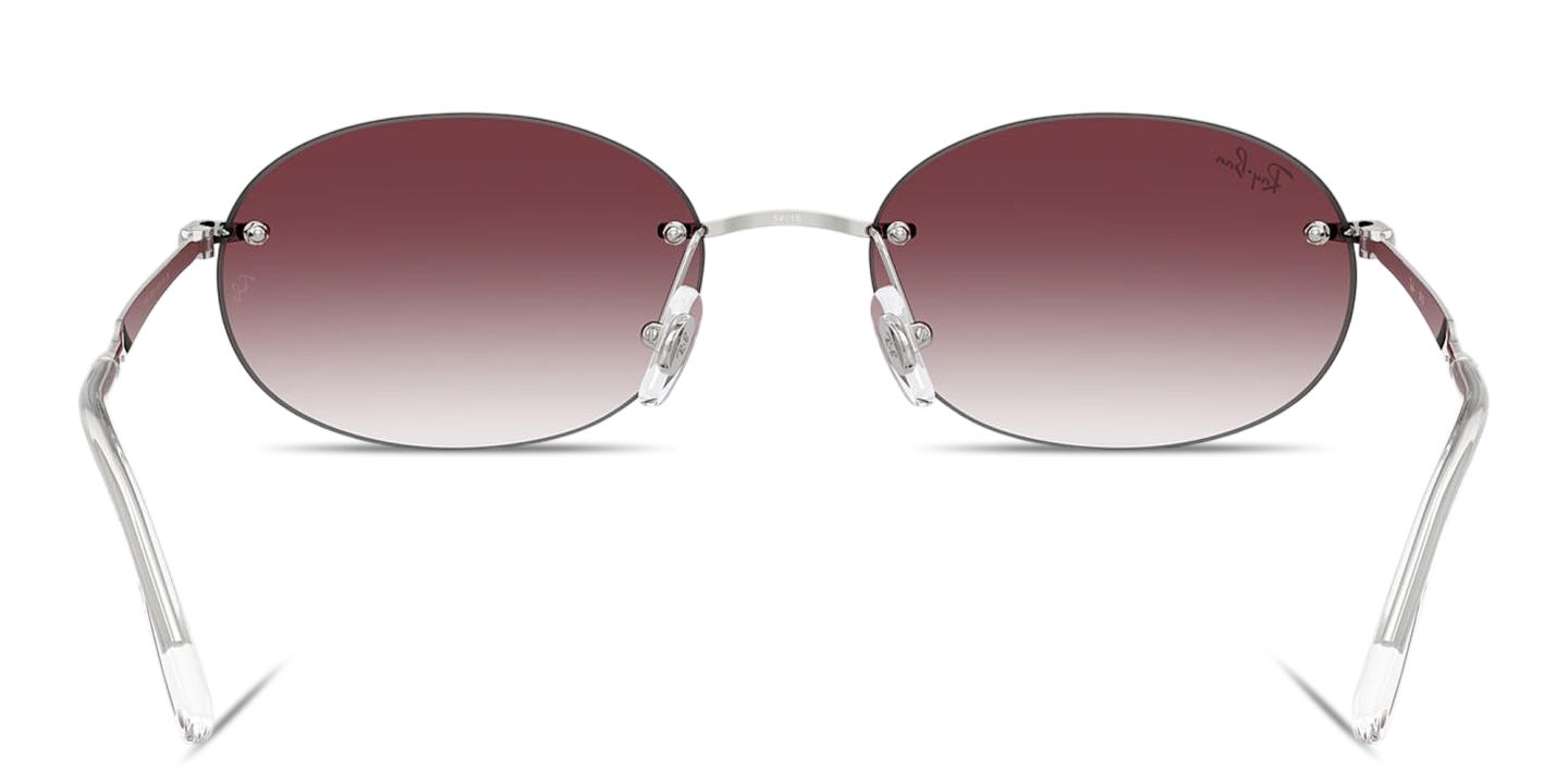 Shop Ray-Ban Logo Signature Unisex Rimless Oval Sunglasses in Silver online.