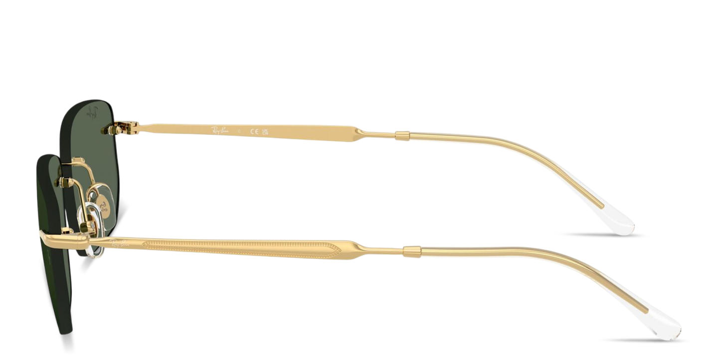 Shop Ray-Ban Logo Signature Unisex Rimless Irregular Sunglasses in Arista Gold online.