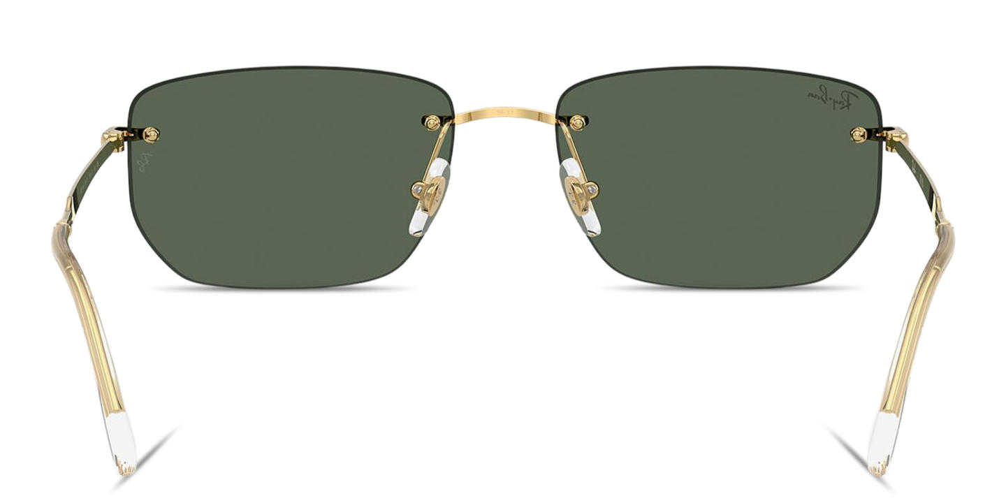 Shop Ray-Ban Logo Signature Unisex Rimless Irregular Sunglasses in Arista Gold online.