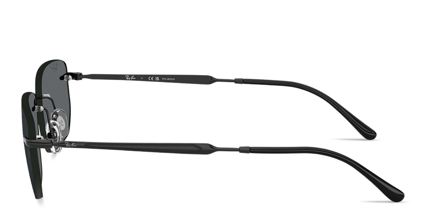 Shop Ray-Ban Logo Signature Unisex Rimless Irregular Sunglasses in Black online.