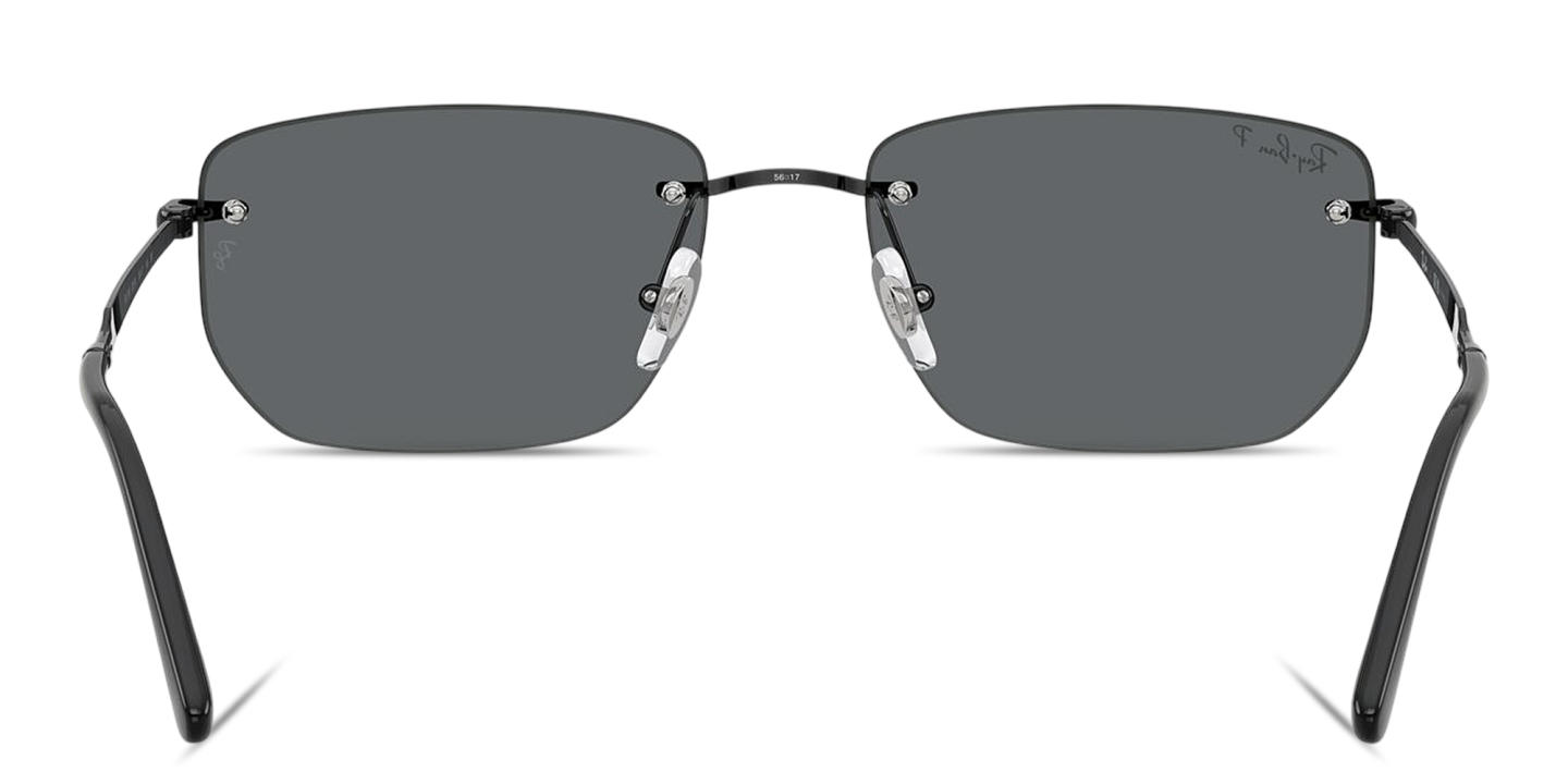 Shop Ray-Ban Logo Signature Unisex Rimless Irregular Sunglasses in Black online.