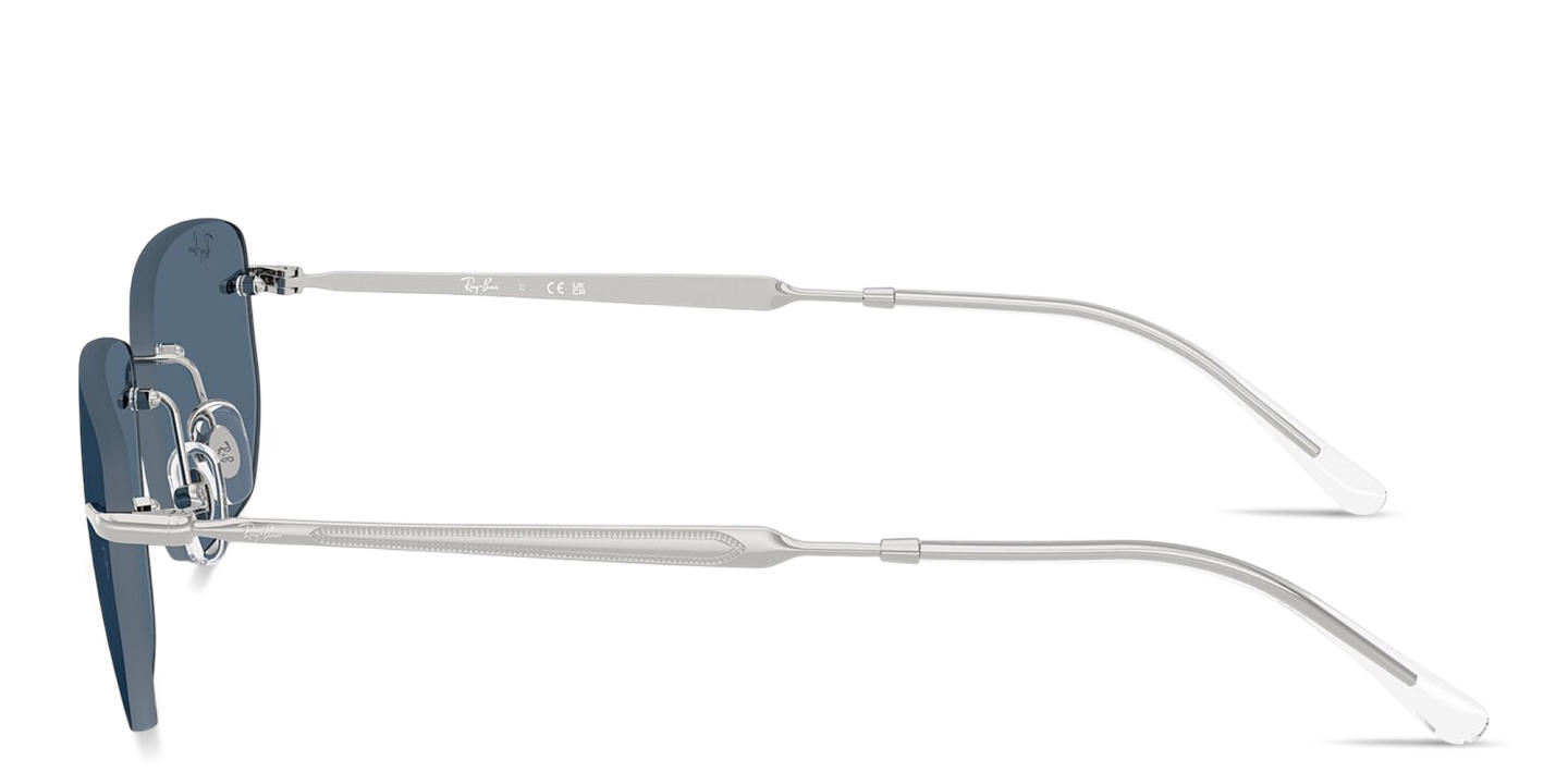 Shop Ray-Ban Logo Signature Unisex Rimless Irregular Sunglasses in Silver online.