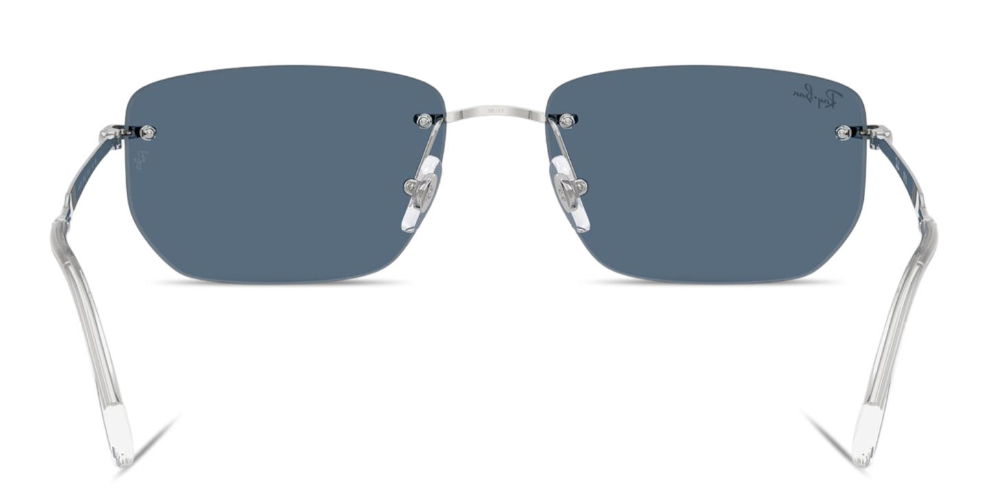 Shop Ray-Ban Logo Signature Unisex Rimless Irregular Sunglasses in Silver online.