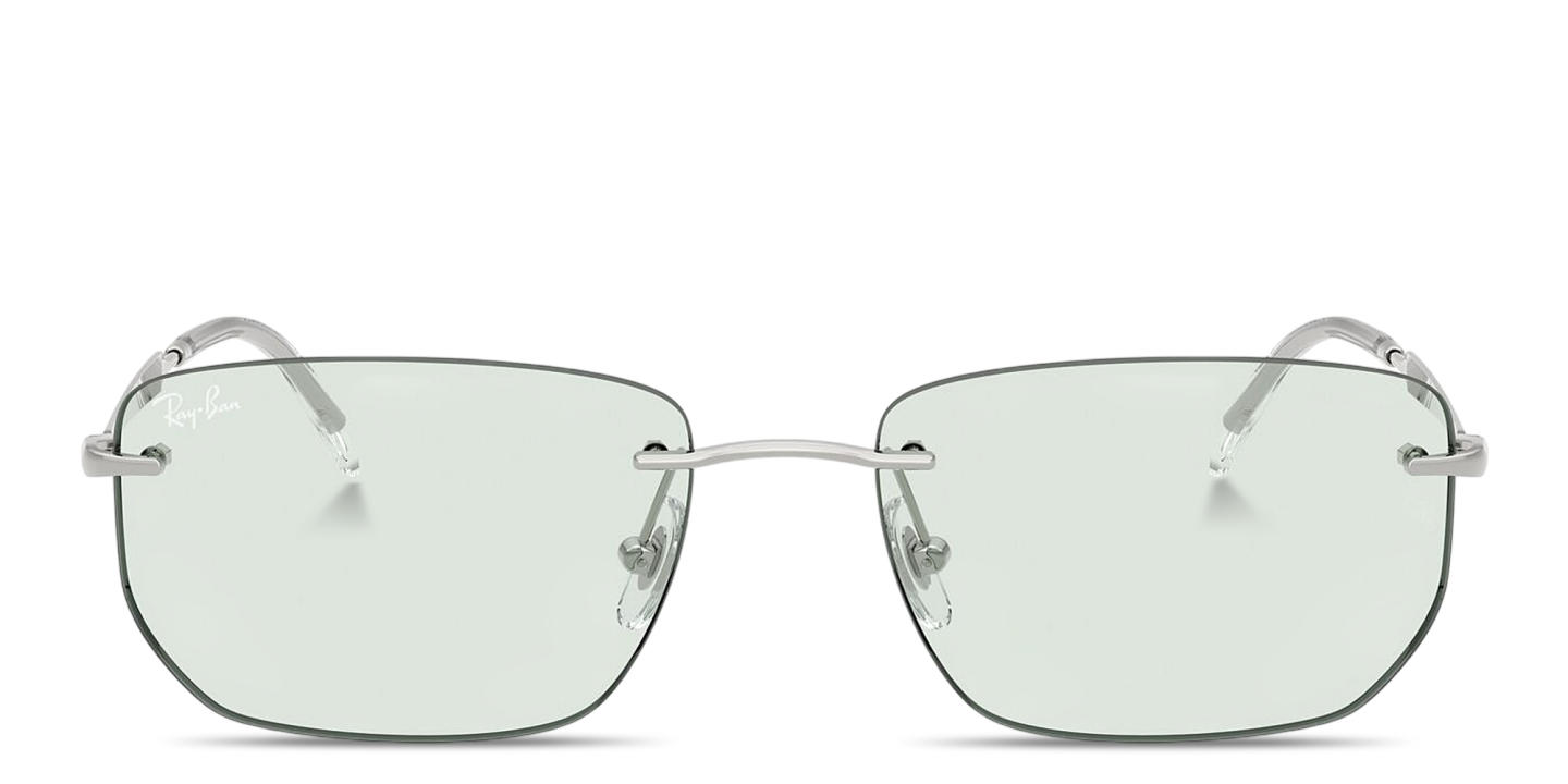 Shop Ray-Ban Logo Signature Unisex Rimless Irregular Sunglasses in Silver online.