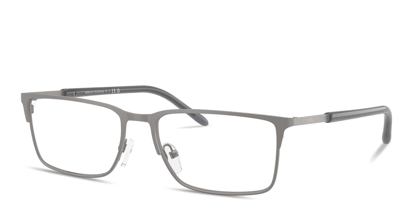 Shop Armani Exchange A|X Logo Wide Rectangle Eyeglasses in Gunmetal online.