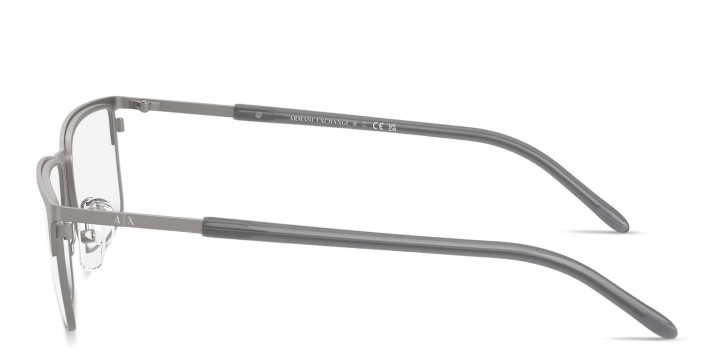 Shop Armani Exchange A|X Logo Wide Rectangle Eyeglasses in Gunmetal online.