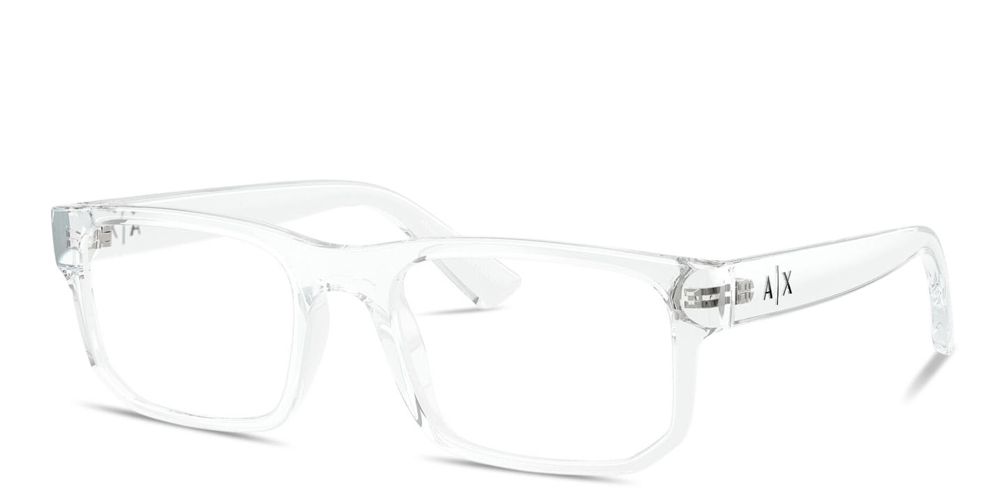Shop Armani Exchange A|X Logo Rectangle Eyeglasses in Clear online.