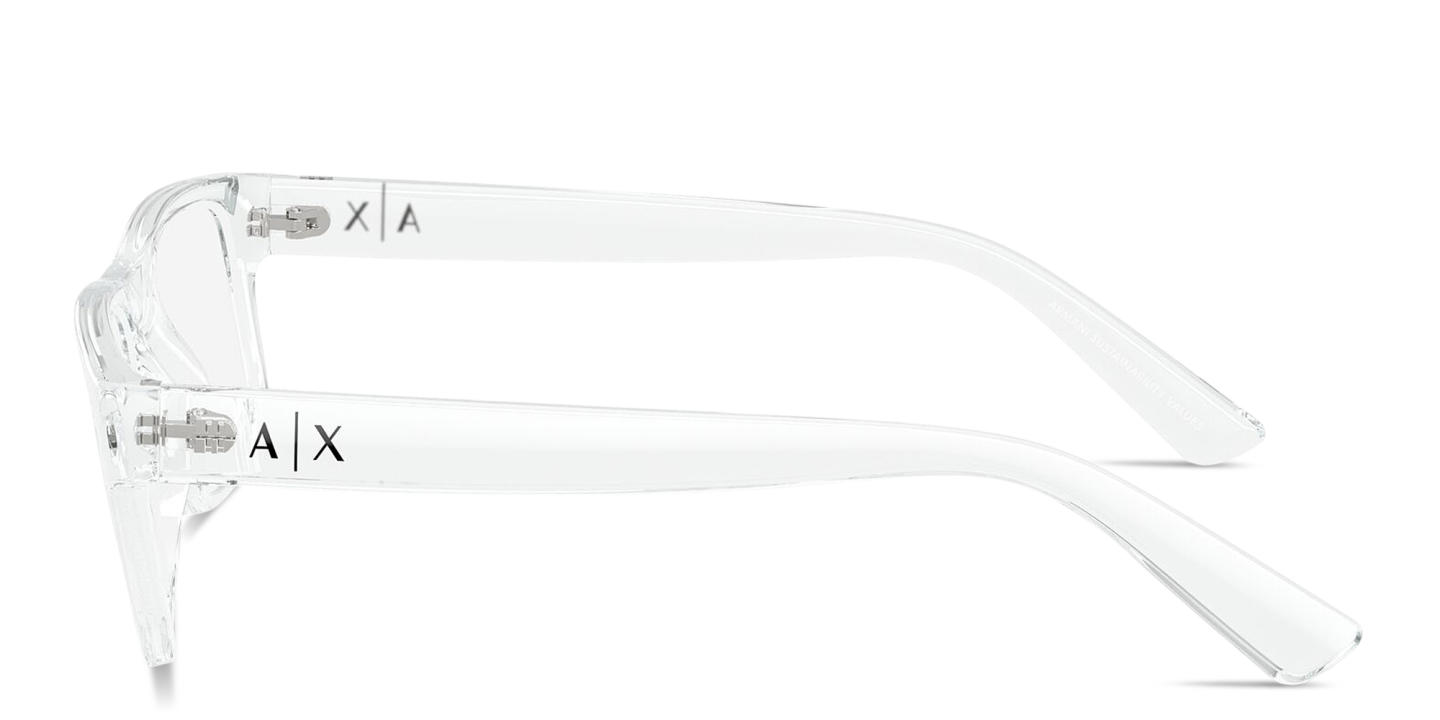 Shop Armani Exchange A|X Logo Rectangle Eyeglasses in Clear online.