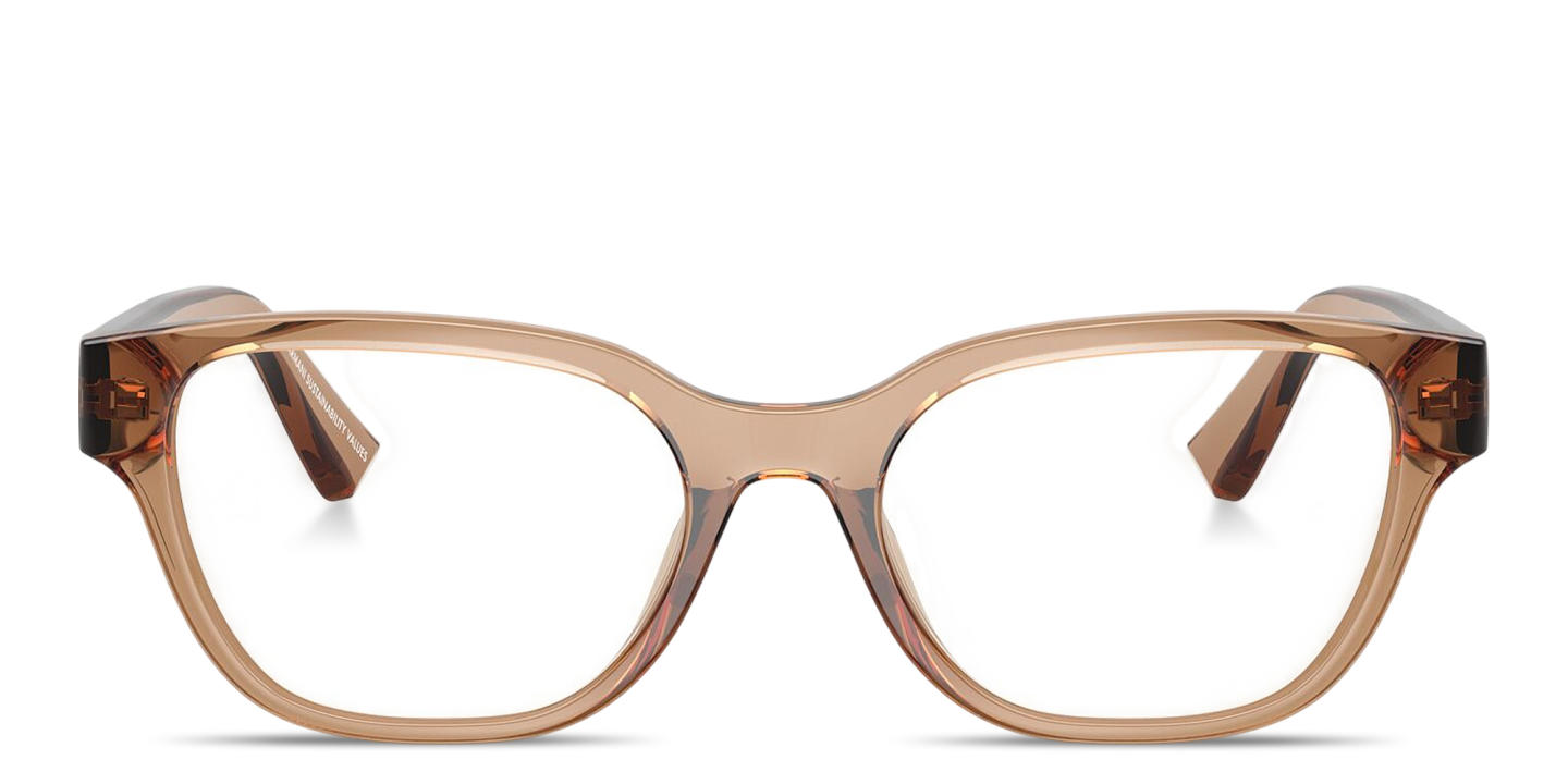 Shop Armani Exchange A|X Logo Cat-Eye Eyeglasses in Transparent Brown online.