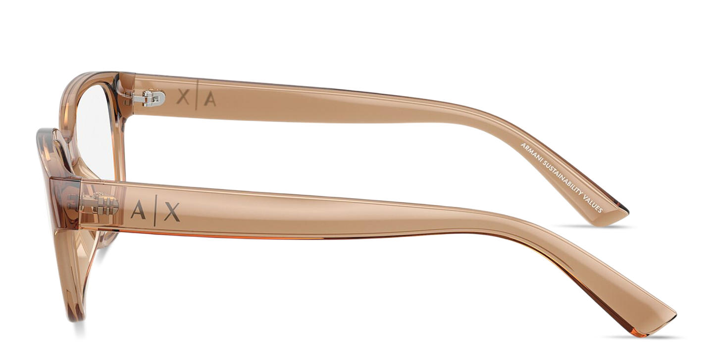Shop Armani Exchange A|X Logo Cat-Eye Eyeglasses in Transparent Brown online.