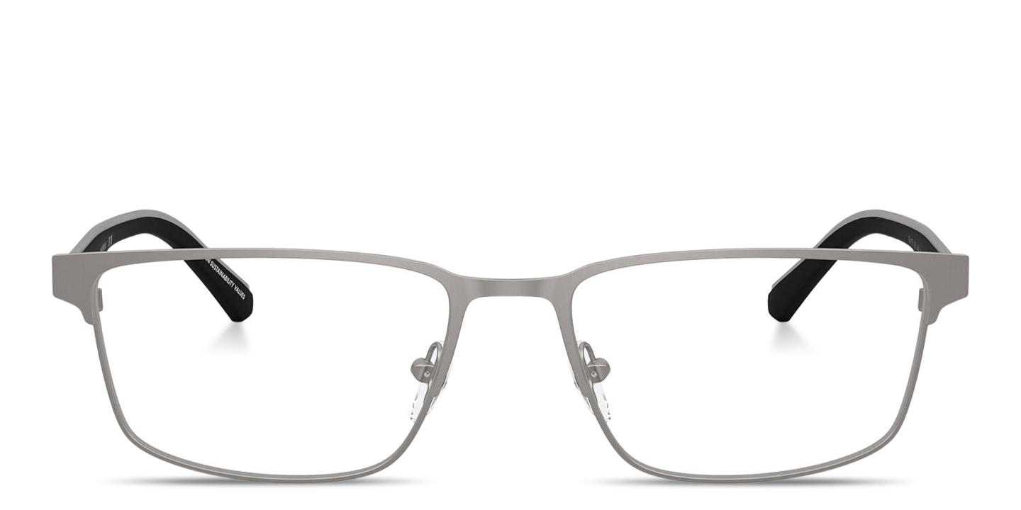 Shop Emporio Armani Eagle Logo Rectangle Eyeglasses in Matte Gunmetal online.