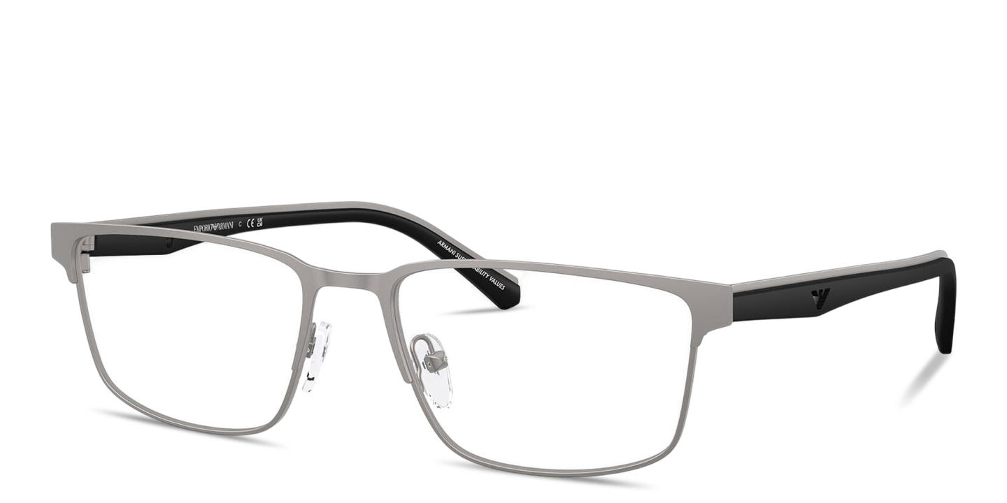 Shop Emporio Armani Eagle Logo Rectangle Eyeglasses in Matte Gunmetal online.